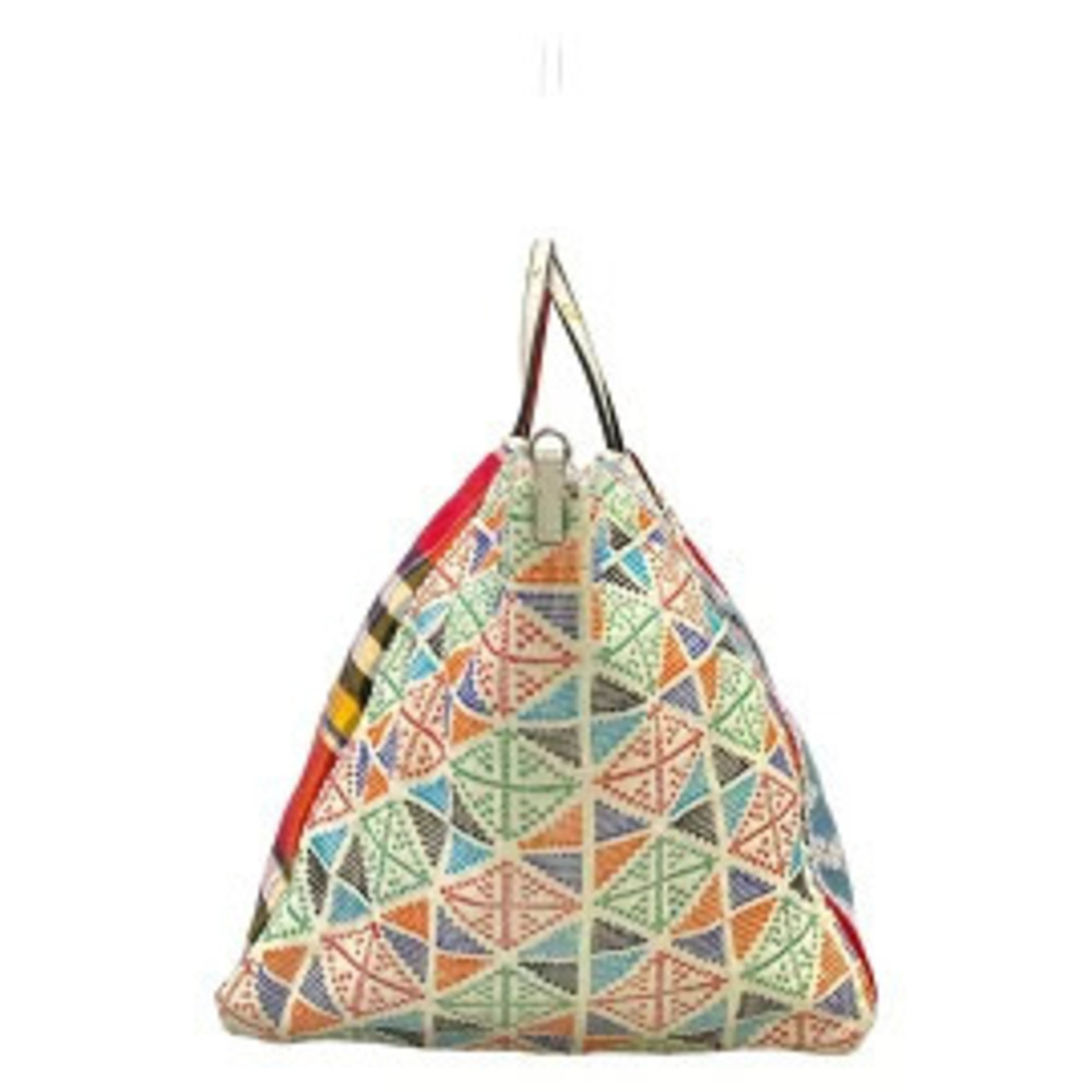 CHRISTIAN LOUBOUTIN Manila Cabas Tote Bag Sequins Studs Embroidery Lace Check